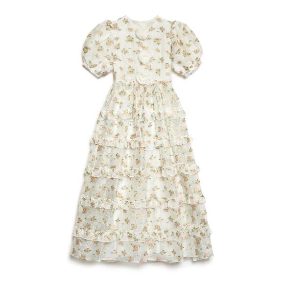 Floral White Midi Dress - Picture 2 of 14